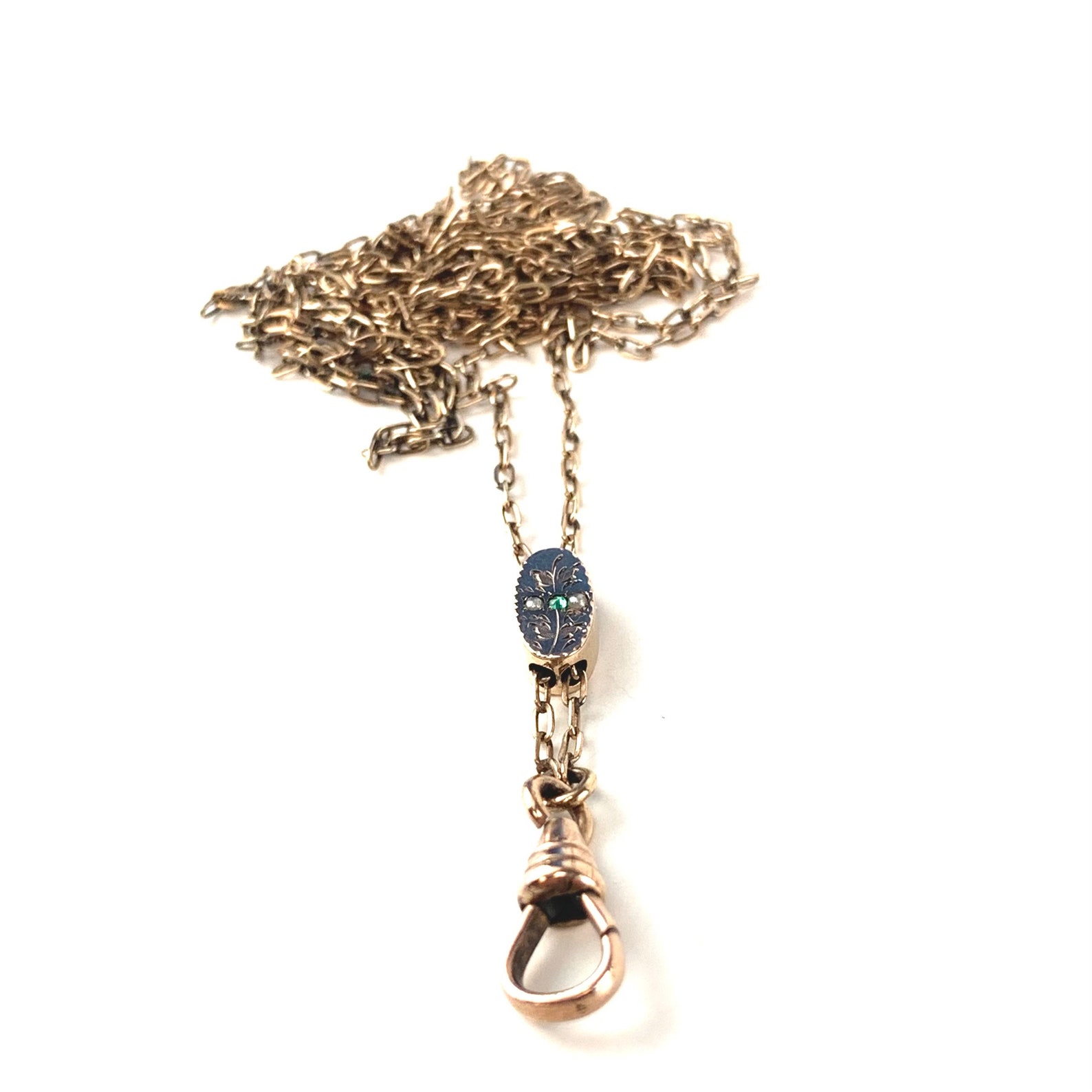 Vintage Victorian Slide Chain Necklace Edwardian Pearl & Green Etsy