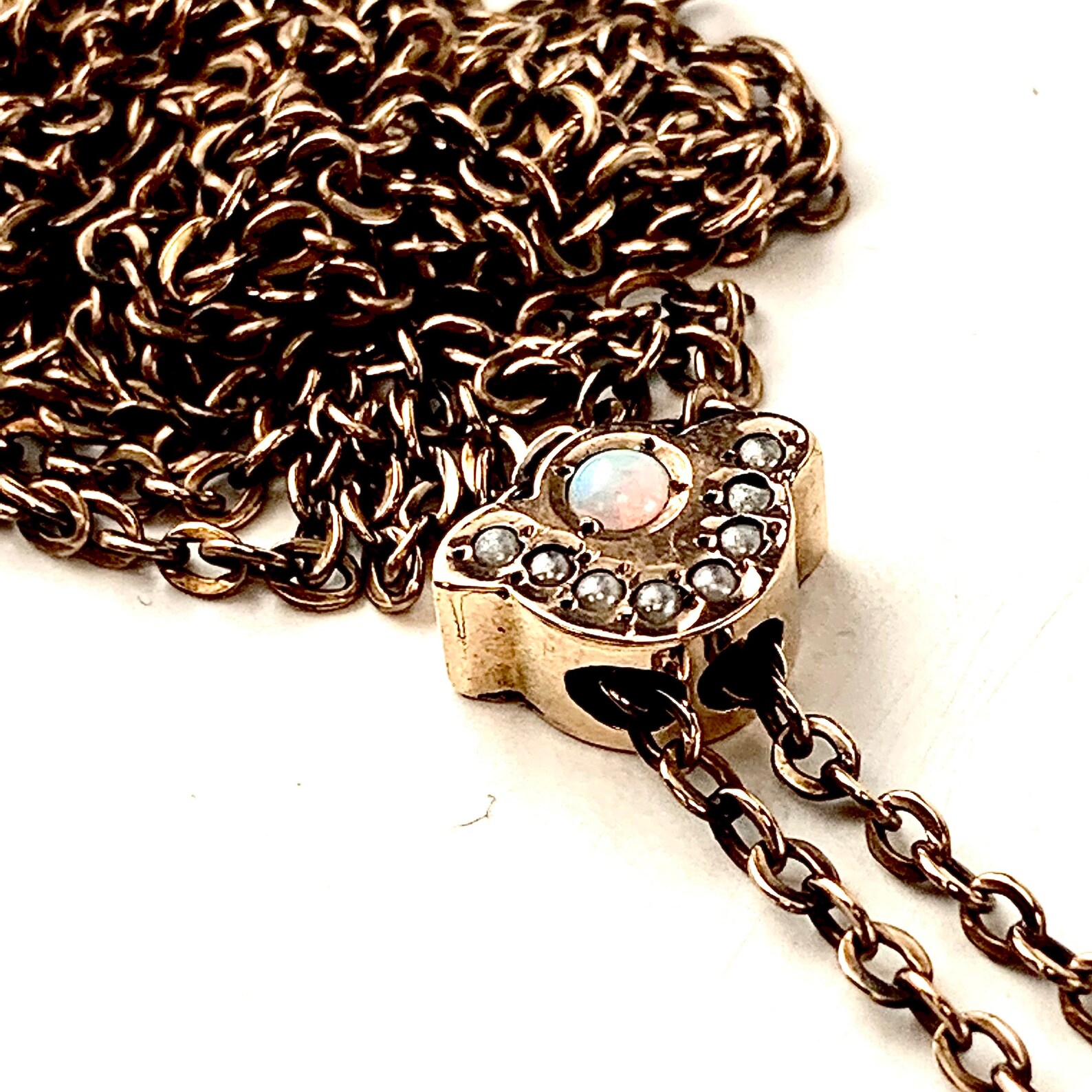 Vintage OPAL Slide Chain Necklace Victorian Gold Etsy