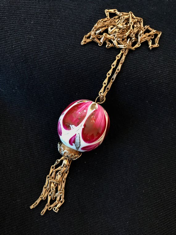 Vintage Essential Oil Diffuser Necklace Mid Centu… - image 4
