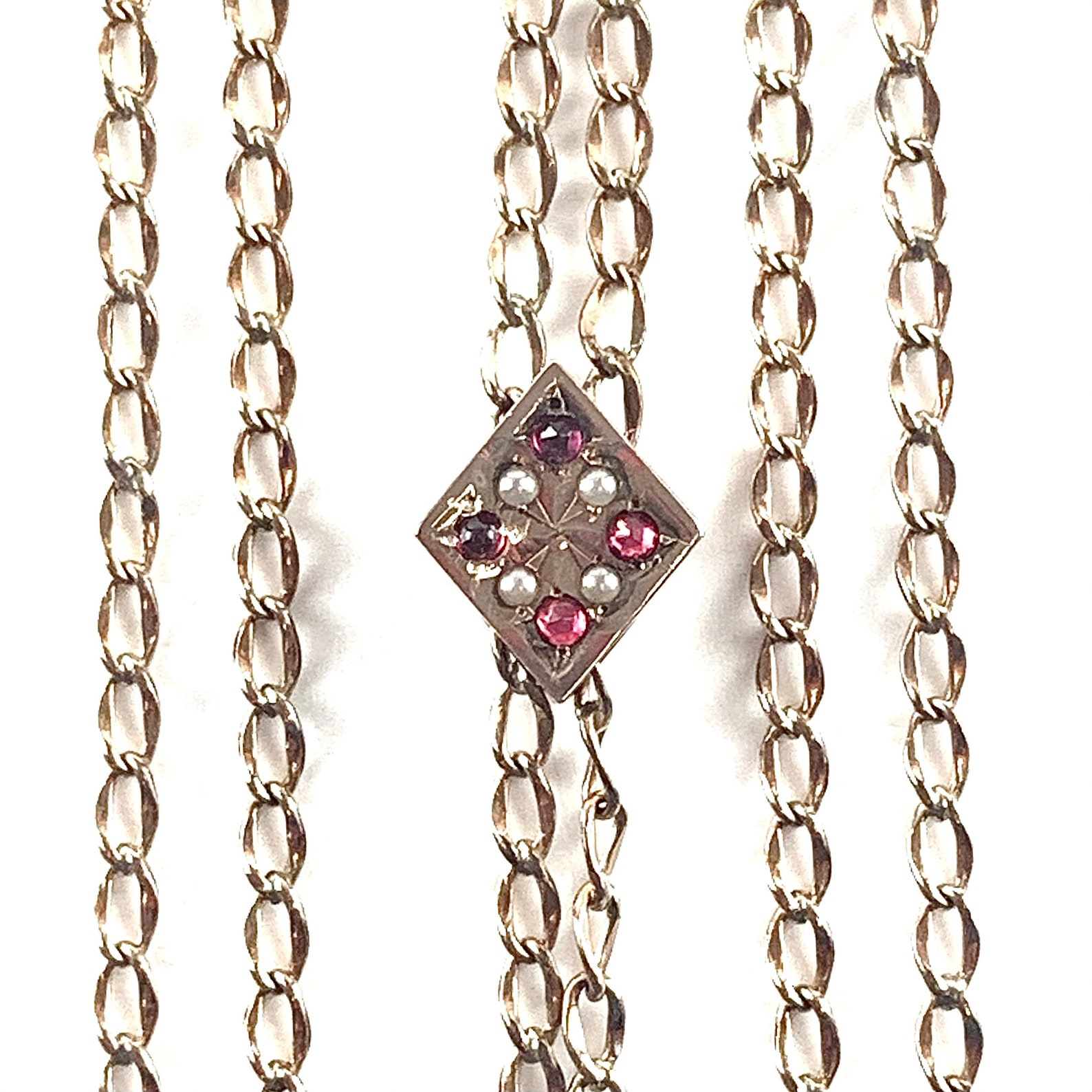 Vintage Victorian Slide Chain Necklace Antique Gold Etsy