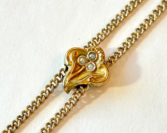 Vintage Victorian Slide Chain Necklace Antique Lily Gold Filled Pearl Lorgnette Pocket Watch Muff Longuard Slider Chain Estate Jewelry