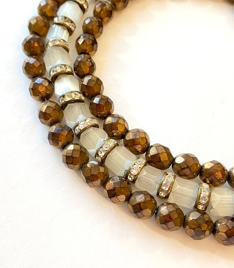 Vintage Frosted Glass Beaded Choker Necklace MID CENTURY 3 Etsy