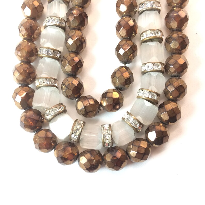 Vintage Frosted Glass Beaded Choker Necklace MID CENTURY 3 Etsy