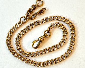 Antique Victorian Gold Filled Pocket Watch Chain for Fob 12.5"Long Ornate Vintage Dog Clip Clasp 1900 Estate Jewelry Making Repurposing