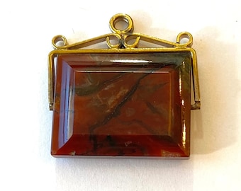 Antique Victorian Agate Spinner Fob Gold Filled Faceted Red Stone Charm Pendant for Necklace C. 1900 Vintage Estate Jewelry Gift for Her