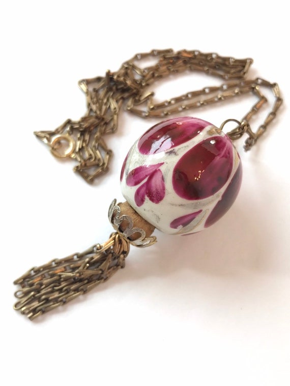 Vintage Essential Oil Diffuser Necklace Mid Centu… - image 1