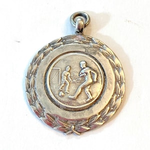 Antique Birmingham Sterling Silver Fob for Pocket Watch Chain Vintage English 1940s Soccer Medal Pendant Estate Jewelry Making Gift