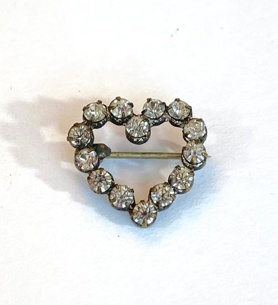 Vintage Czech Paste Heart Pin Set of 2 Tiny Small… - image 8