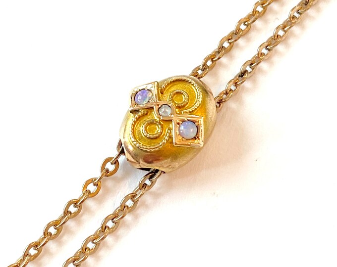 Vintage OPAL Slide Chain Necklace Victorian Gold Etsy
