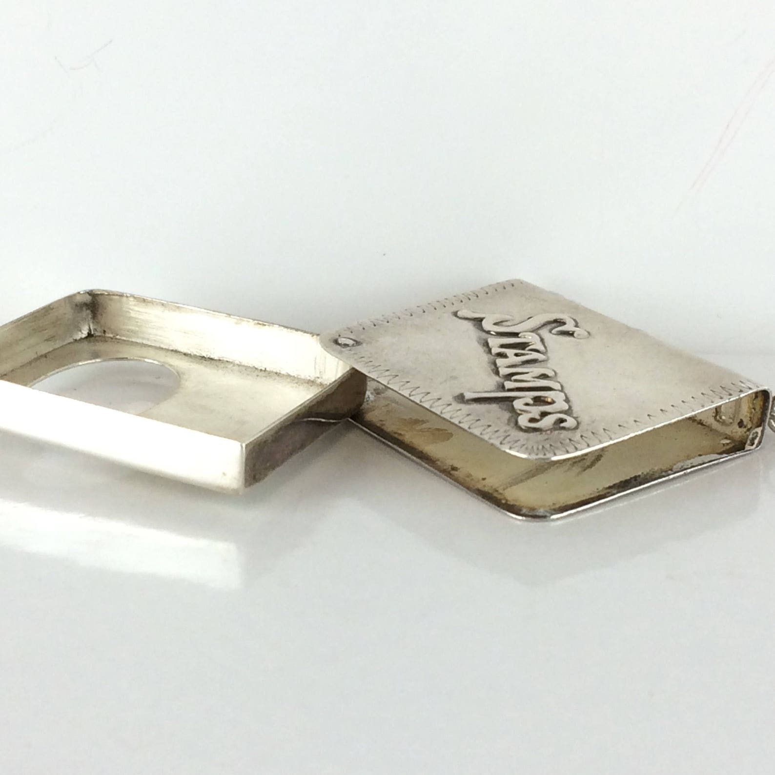 Vintage Sterling Silver Stamp Holder Book Fob Layering Pendant Etsy