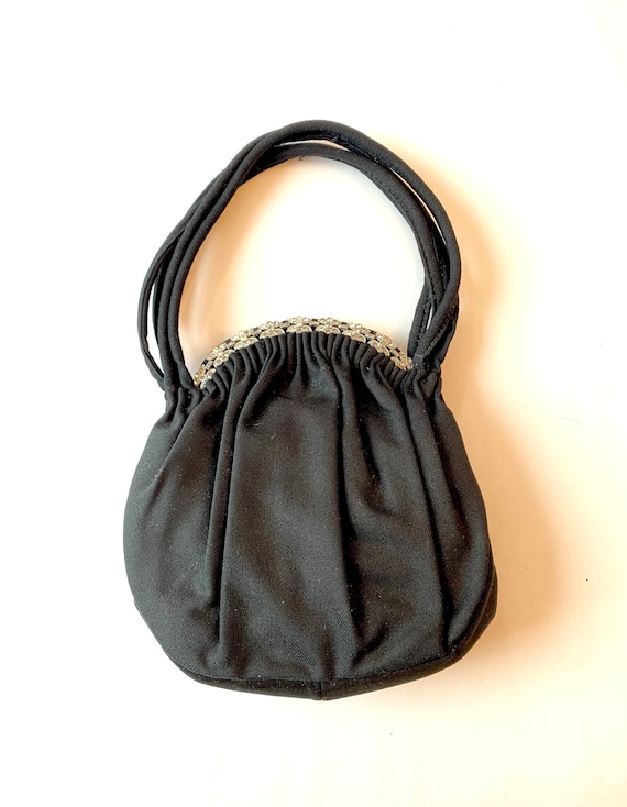 Vintage Black 1940s Purse Wedding Handbag Bridal … - image 1