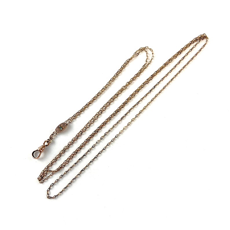 Vintage Victorian Slide Chain Necklace Edwardian Pearl & Green Etsy