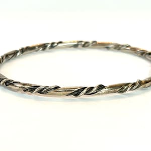 Vintage ORB Sterling Silver Twisted Bangle Bracelet Otto Robert Bade 1960s Designer Signed Mid Century Antique Estate Jewelry