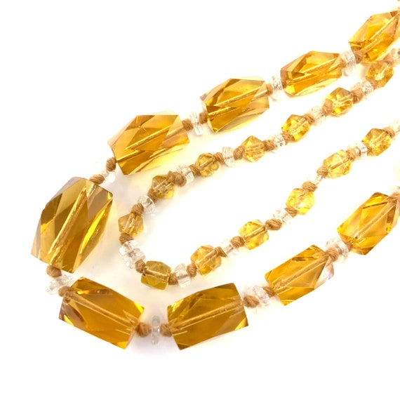 Vintage Yellow Cut Crystal Beaded Necklace Czech Faceted Cut - Etsy