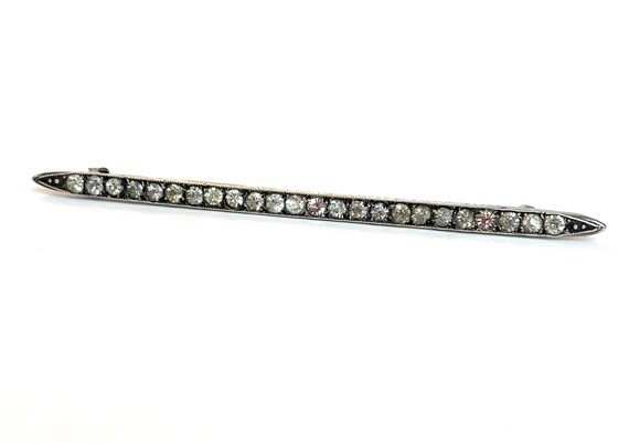 Vintage Sterling Silver Rhinestone Bar Pin Edward… - image 3