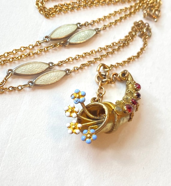 Vintage Victorian Enamel Lariat Necklace Jeweled … - image 2