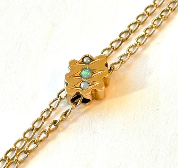 Vintage OPAL Slide Chain Necklace Antique Victori… - image 1