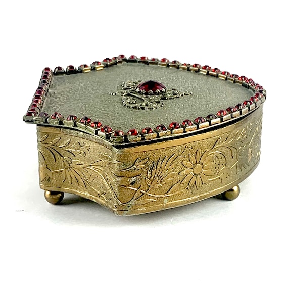 Antique Jeweled Jewelry Box Victorian Casket Gold… - image 2