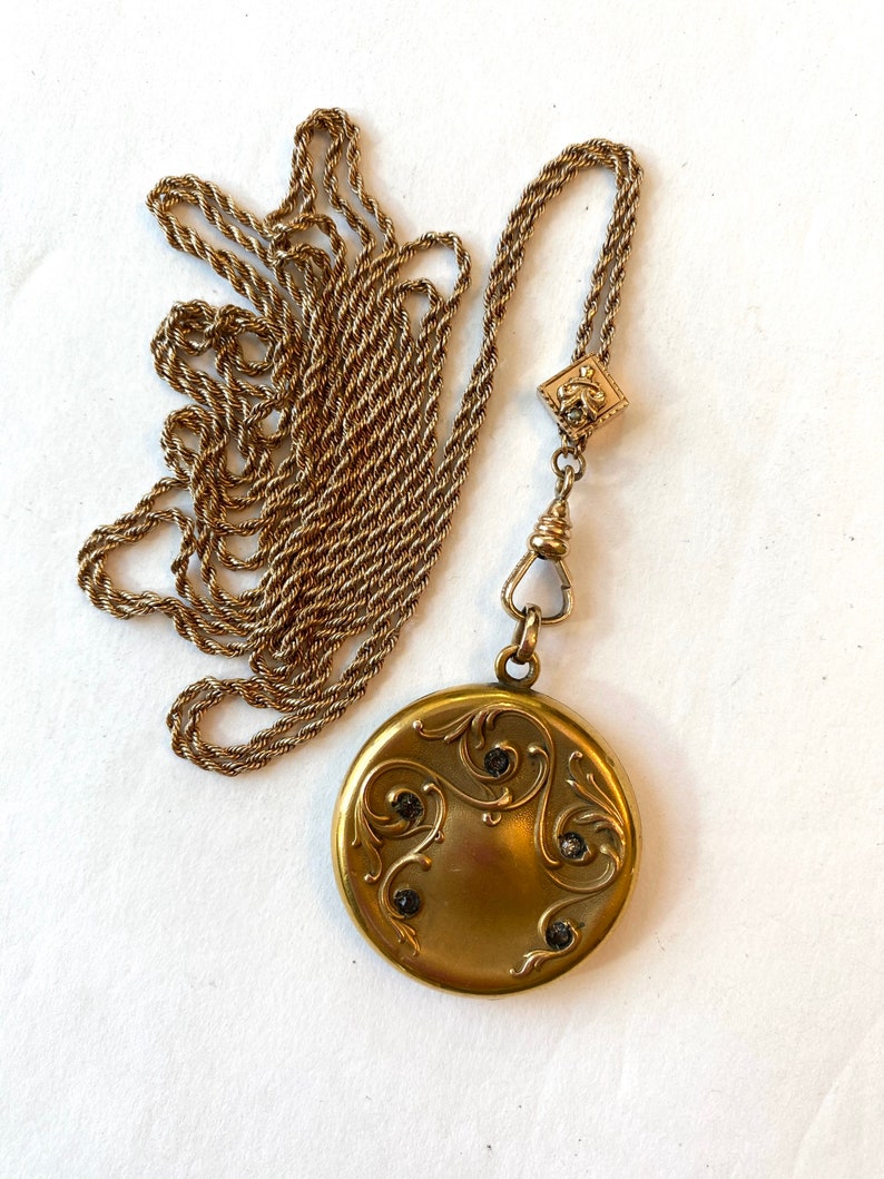 Antique Victorian Photo Locket Slide Chain Necklace Art Etsy