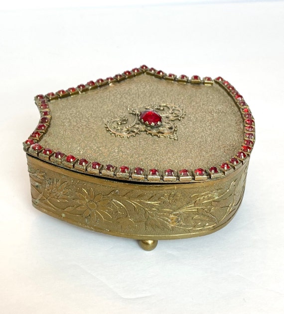 Antique Jeweled Jewelry Box Victorian Casket Gold… - image 1