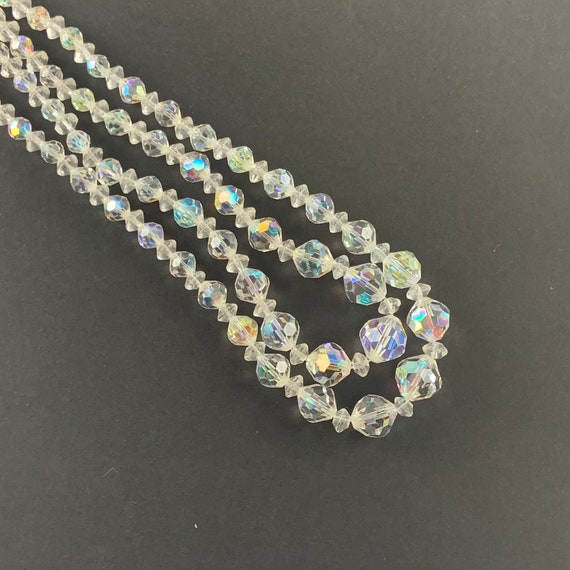 Vintage Crystal Beaded Necklace 2 Strands Faceted… - image 10