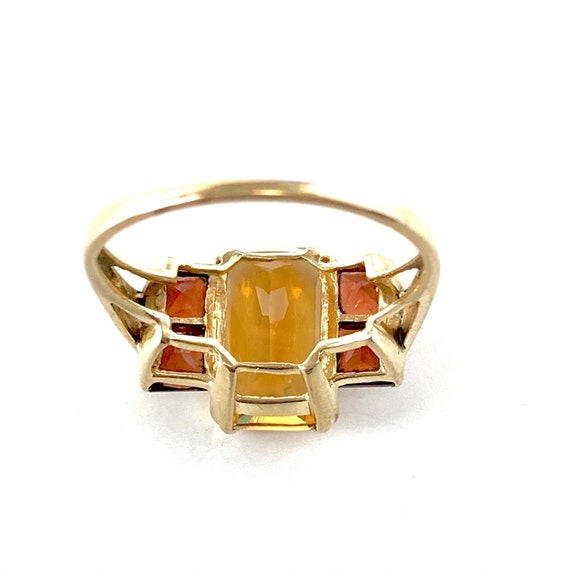 Vintage Citrine Garnet 10 K Yellow Gold Ring Retr… - image 7