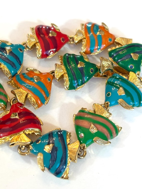 Vintage Kenneth Jay Lane KJL Enameled Tropical An… - image 1