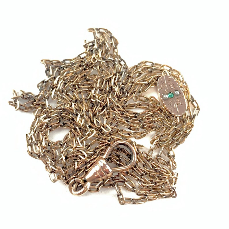 Vintage Victorian Slide Chain Necklace Edwardian Pearl & Green Etsy