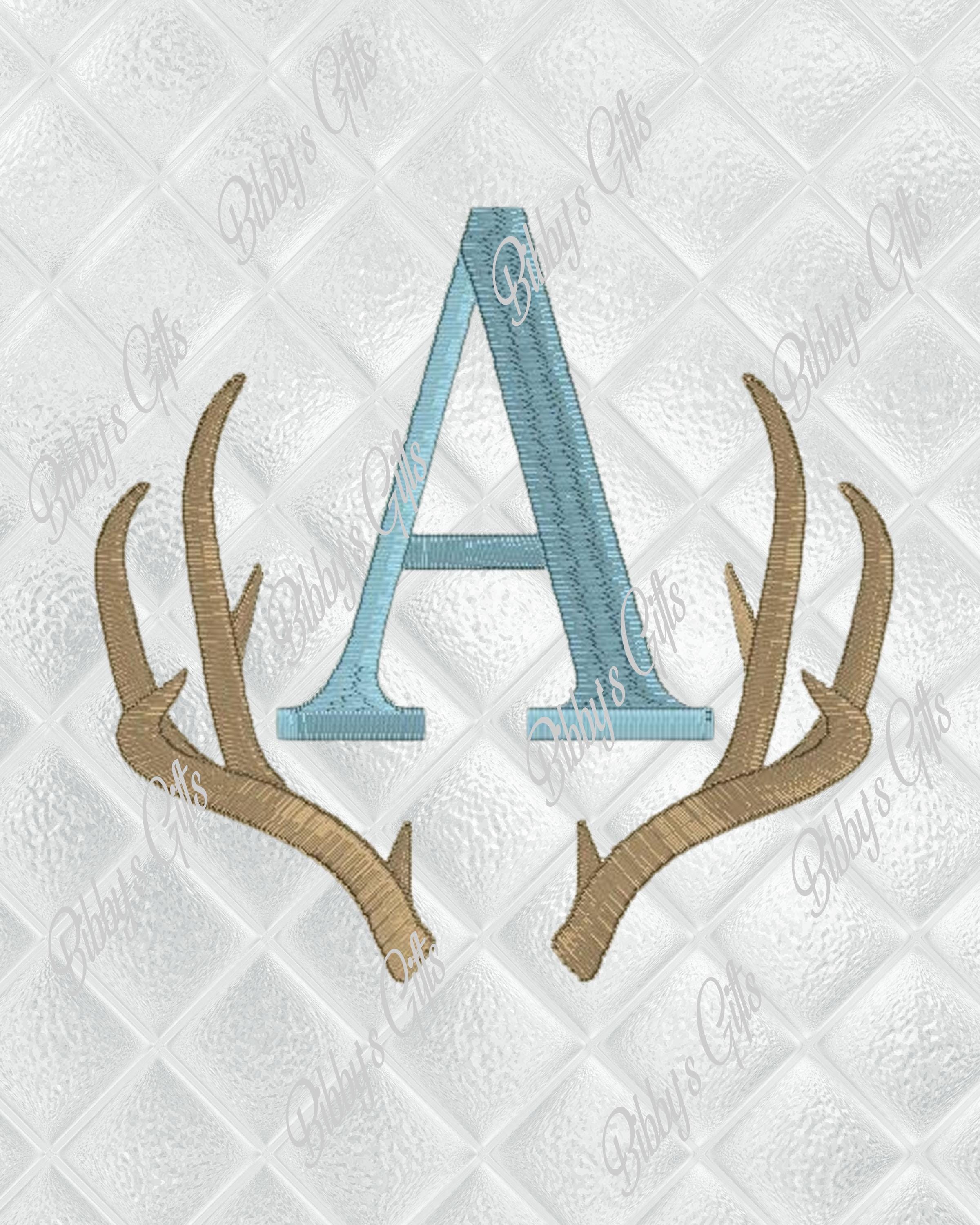 Deer Antler Monogram Frame-Embroidery Design-Machine Embroidery-Digital Download-Embroidery File-Animal-Hunting-Boys-Burp Cloth-Baby-Onesie