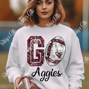 GO-Football-PNG-Digital Download-Sublimation-Shirt-Sports-Football-Team-School-Game Day-Cheer-Mascot-Faux Glitter-Faux Sequin-Ballgame