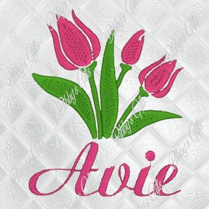Tulip Frame-Embroidery Design-Machine Embroidery-Digital Download-Embroidery File-Spring-Burp Cloth-Girls-Baby-Floral-Flowers-Monogram-Bib
