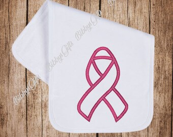 Awareness Ribbon Applique-Embroidery Design, Machine Embroidery, Digital Download, Breast Cancer, Wear Pink, October, Burp Cloth, Baby