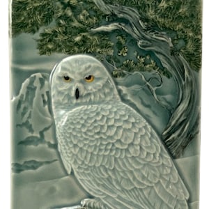 Snowy Owl, 4 x 8 inches. Wall hanging, Installation