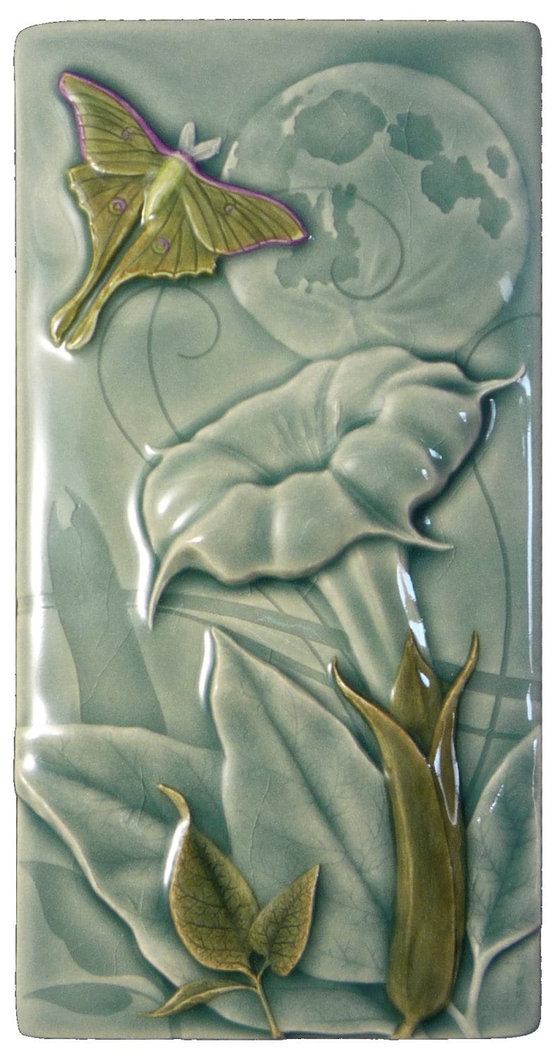 Framed Luna ceramic tile home decor wall art art tile 4 x | Etsy