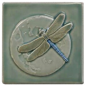 Framed ceramic dragonfly, Courtship, two dragonflies tile, 7 x 11 inches image 7