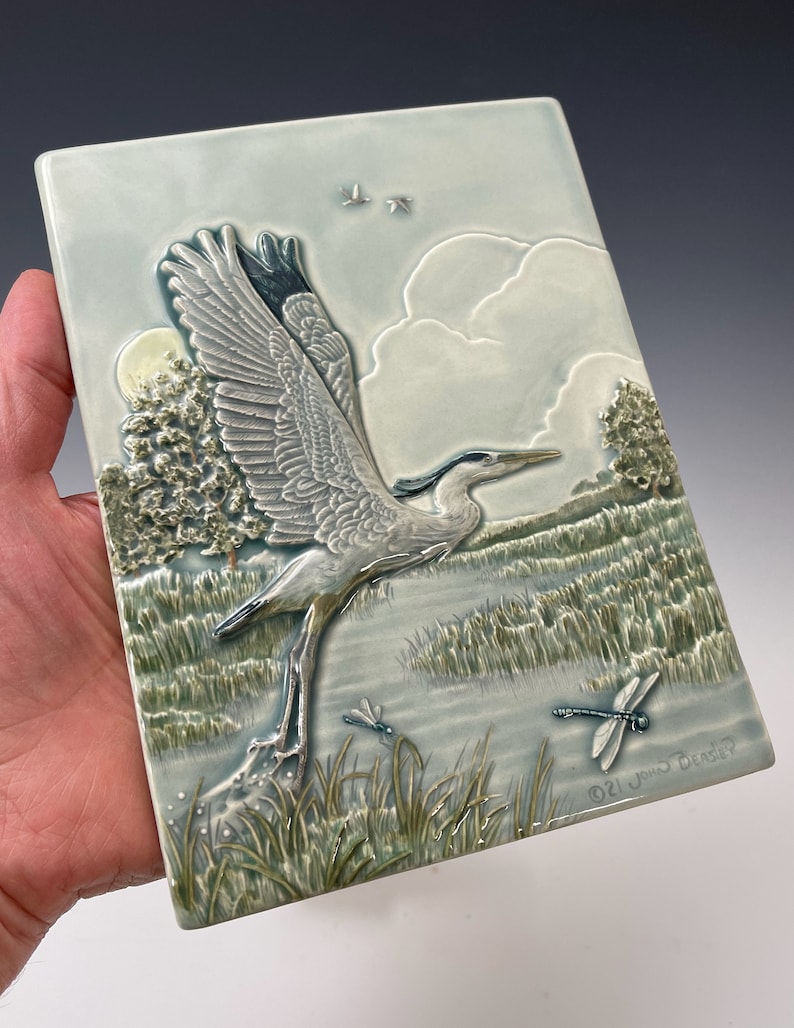 Wall Decor Tile Ceramic Taking Flight Art Tile 6x8 Inches Etsy