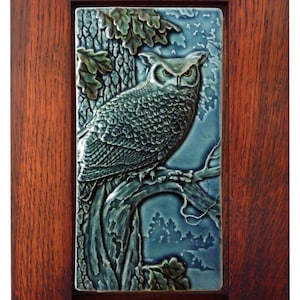 Night Shift Owl framed, 7 x 11 inches, framed wall art, framed home decor, relief sculpture, owl lover&#39;s gift.
