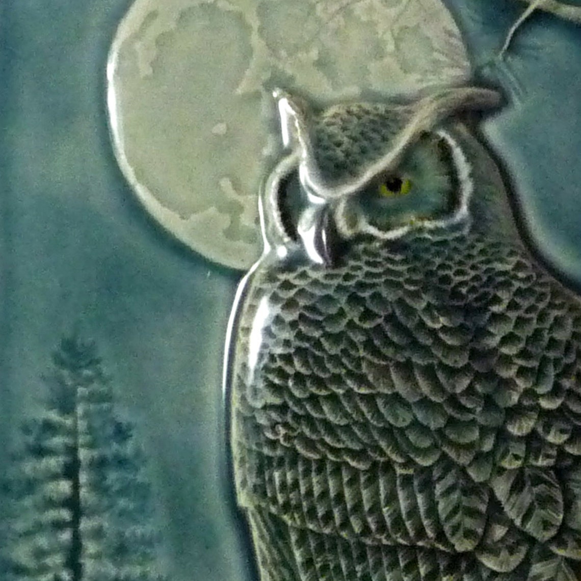 Owls Ceramic Tile Night Owl Art Tile Wall Decor Etsy 