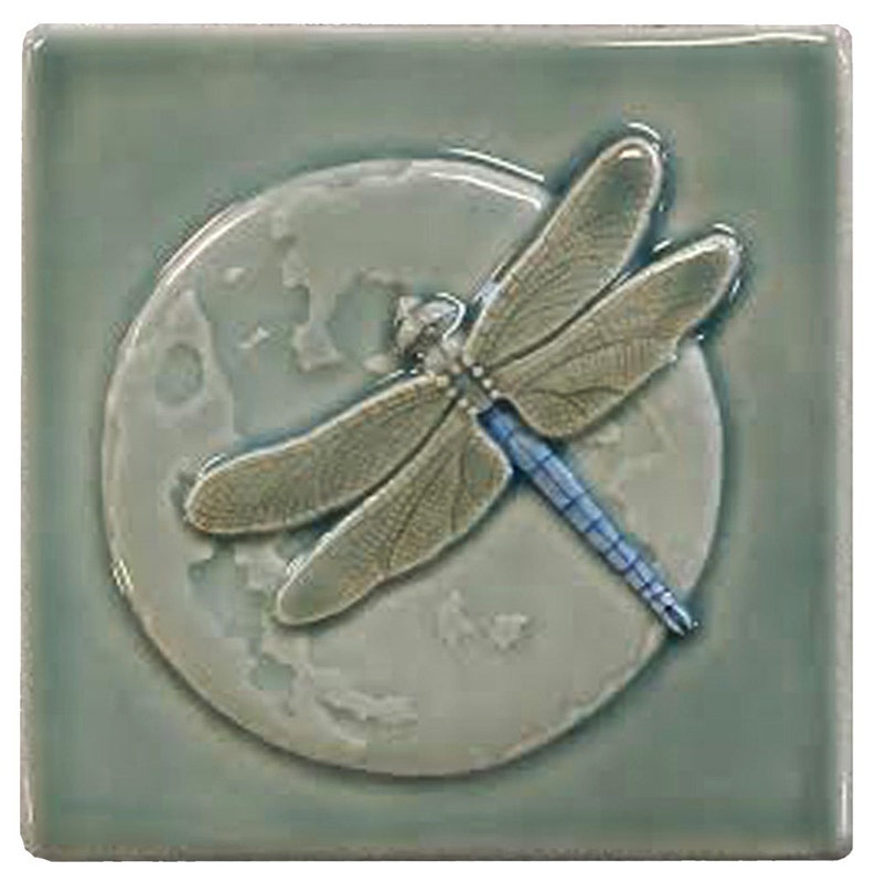Dragonfly Single Ceramic Art Tile Wall Decor Nature Image 0
