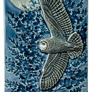 Flying Barn Owl, Barn Owl, Owl Ceramic Tile, Father&#39;s Day Gift