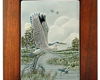 Framed Great Blue Heron In Flight