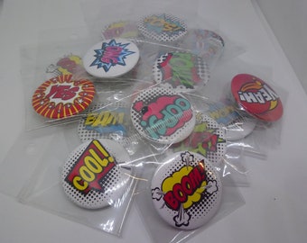 Badge onomatopoeia BD - designs to choose from 37 mm
