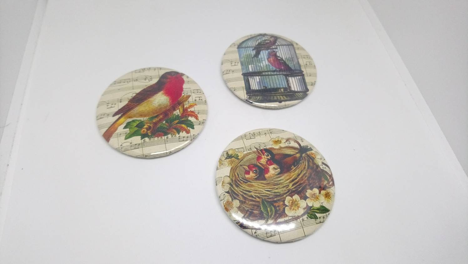 Lot 3 Magnets 56mm Oiseaux