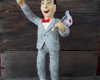 Needle Felted Pee-wee Herman - Hand Crafted Wool Doll