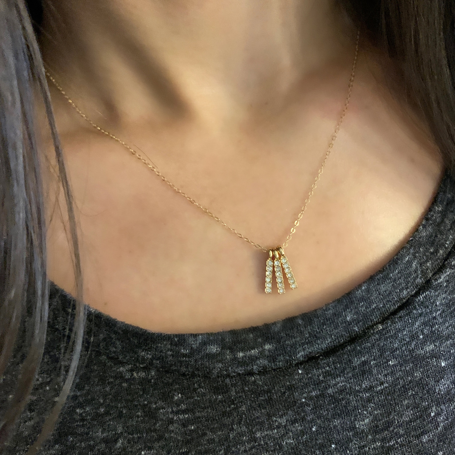 Minimalist Gold Pendant Necklace Minimal Chain Crystal Etsy