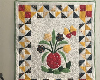 Applique Quilt Pattern: Modern Floral Vase, Butterfly (PDF Pattern)