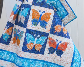 Quilt pattern Nature Lover summer butterfly batiks wall hanging machine applique digital download home decor PDF