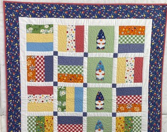Gnome Baby Quilt for Nursery or kids bedroom decor or gift
