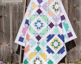 Modern Star quilt 70″ x 70" handmade and ready to use