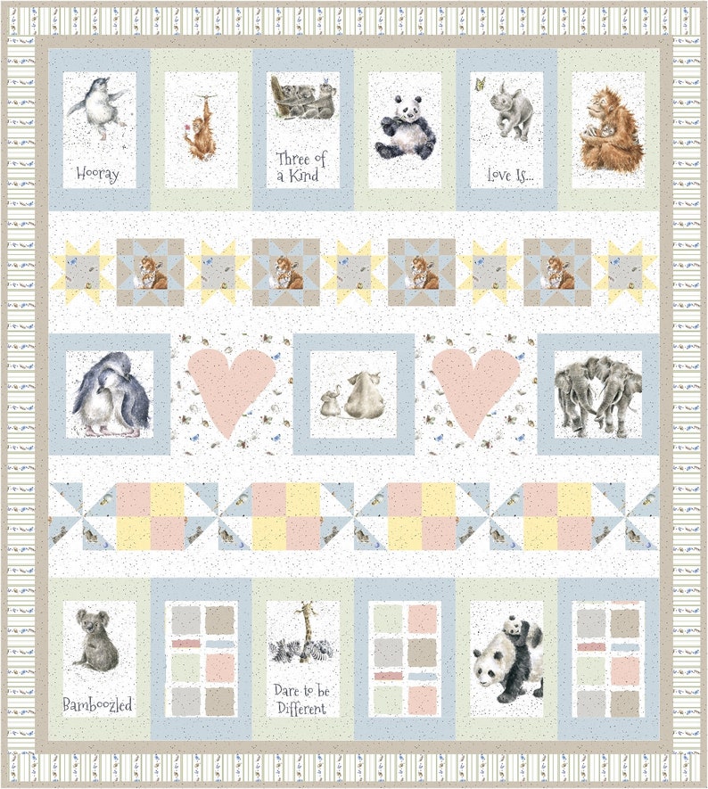 Vintage Giraffe Quilting Fabric Block